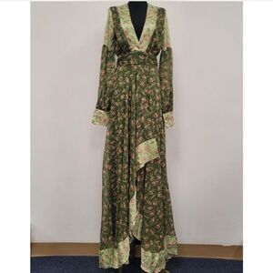 ASOS Green Floral Long Sleeve Dress